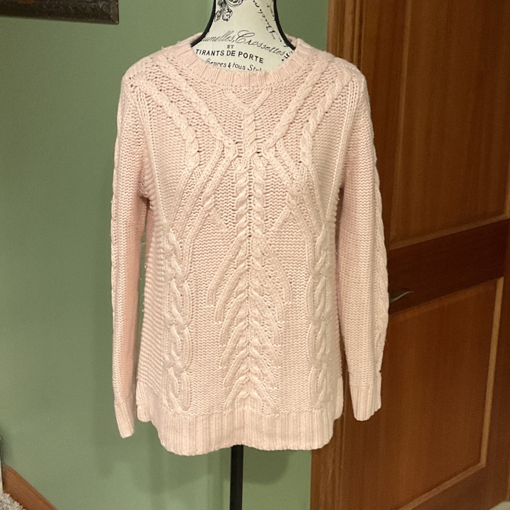 525 America Soft Pink Cable Knit Sweater, Size XS